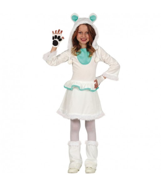 Costume da Orso polare con cappuccio per bambina