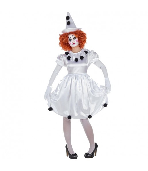 Travestimento Pagliaccia Pierrot donna per divertirsi e fare festa