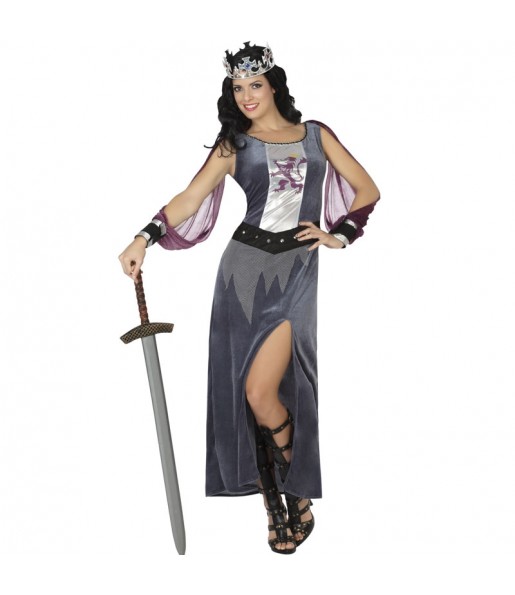 Costume da Regina medievale grigia per donna