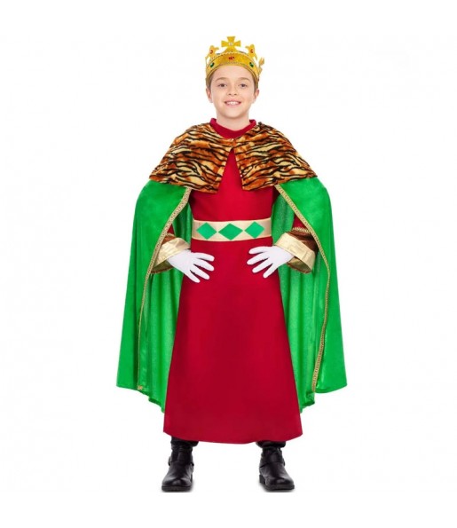 Costume da Re Magio mantello verde per bambino