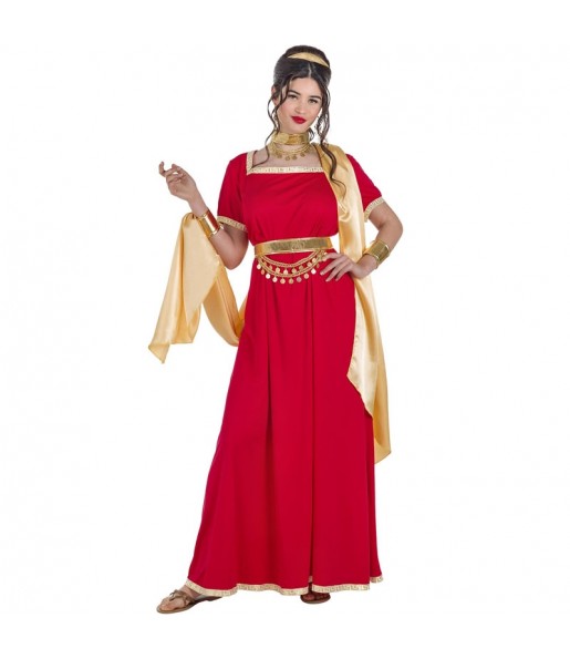 Costume da Dea romana rossa e dorata per donna