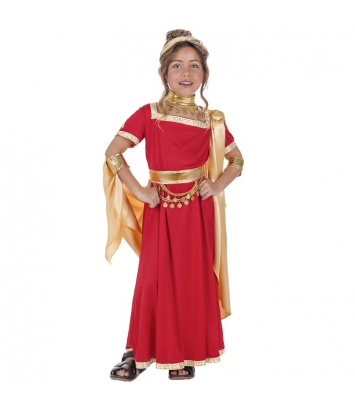 Costume da Romana rosso e dorata per bambina