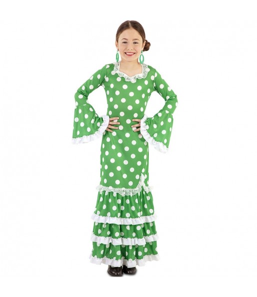 Costume da Sevillana verde per bambina
