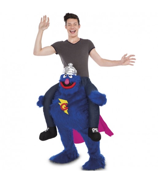 Travestimento adulto Grover Sesame Street a cavallucio per una serata in maschera 