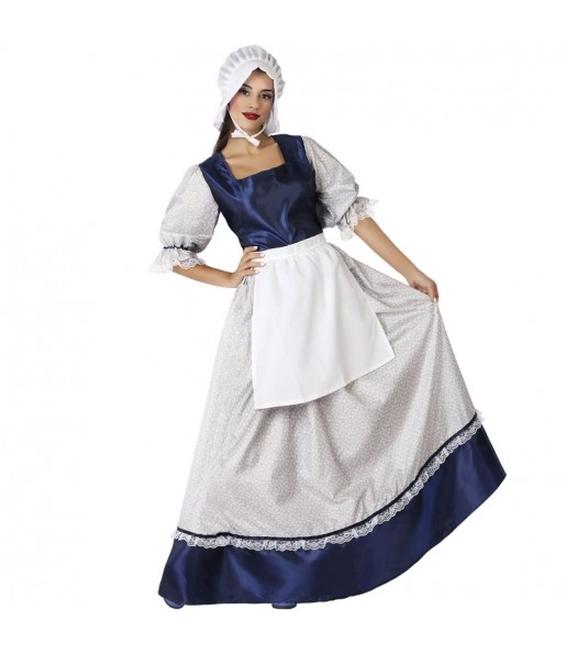 Costume da Taverniera medievale blu per donna