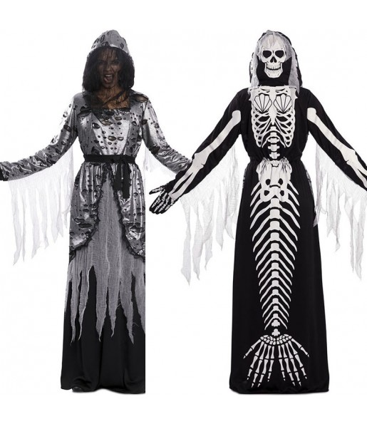 Travestimento Morte e Sirena scheletro doppio donna per divertirsi e fare festa