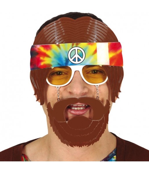 I più divertenti Occhiali hippie con barba per feste in maschera