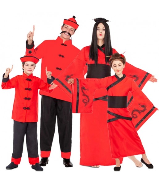 Costumi Cinese Drago Rosso per gruppi e famiglie