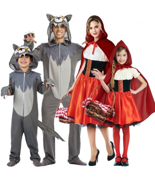Costumi Racconto di Cappuccetto Rosso e del Lupo Cattivo per gruppi e famiglie