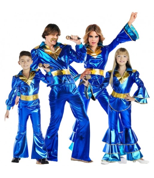 Costumi Disco blu degli Abba per gruppi e famiglie