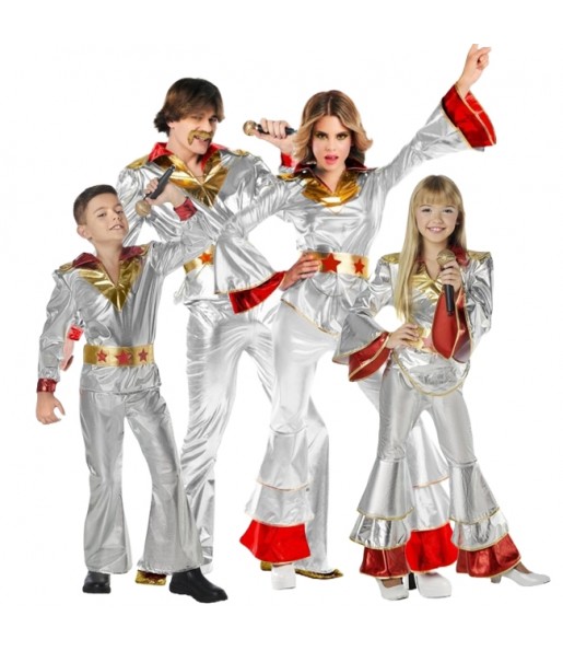 Costumi Disco argento degli Abba per gruppi e famiglie