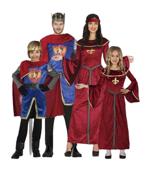 Costumi Re medievali in mantello rosso per gruppi e famiglie