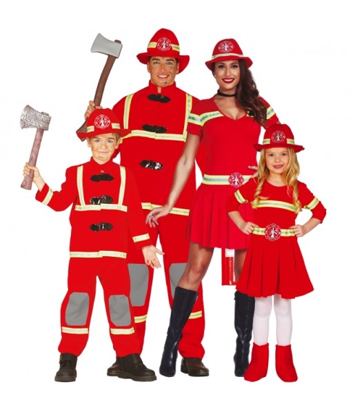Costumi Pompieri rossi per gruppi e famiglie