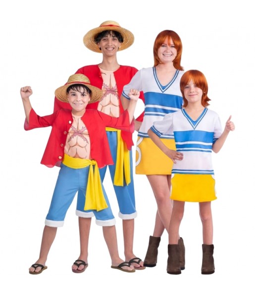 Costumi Luffy e Nami in One Piece per gruppi e famiglie