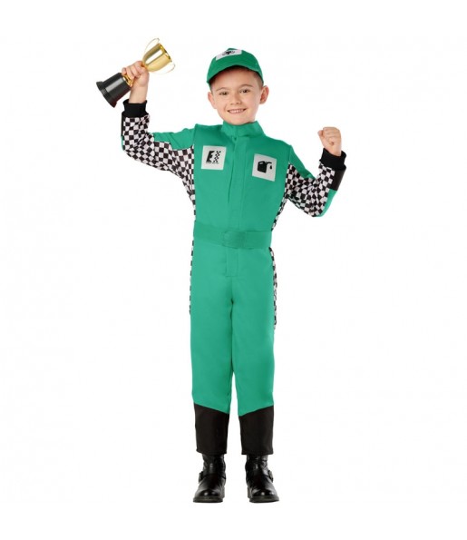 Costume da Pilota di Formula 1 verde per bambino