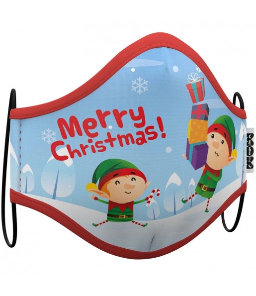 Mascherina Elfo Natale di protezione per bambini