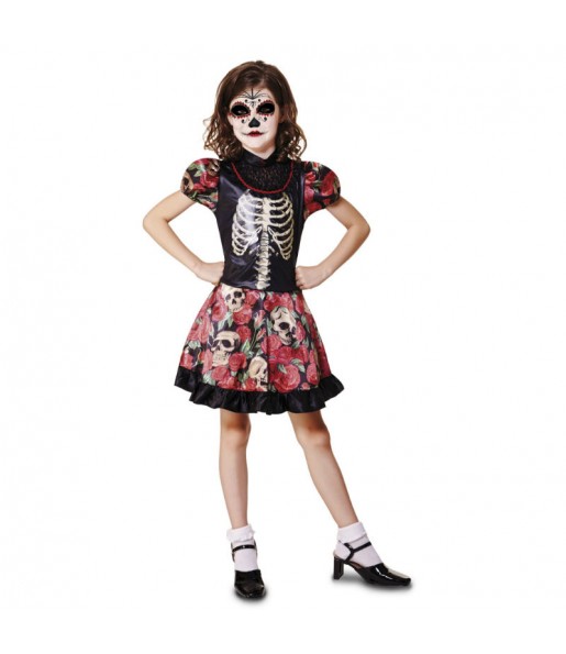 Vestito Catrina morte messicana bambine per una festa ad Halloween
