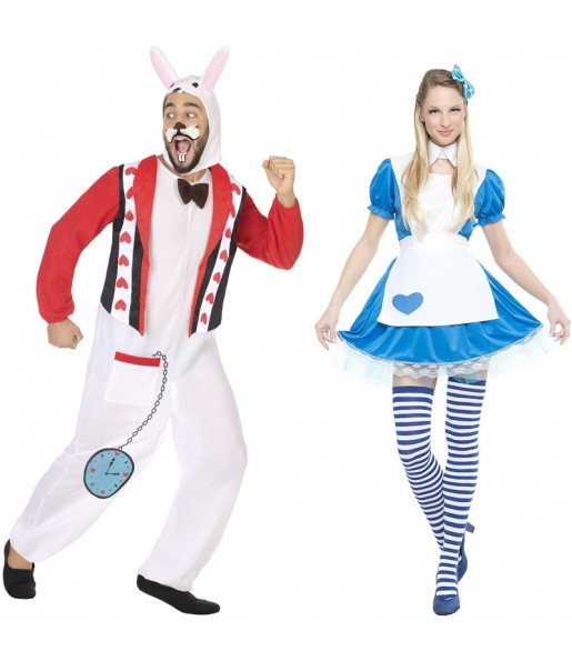 Costumi di coppia Alice sexy e il coniglio bianco