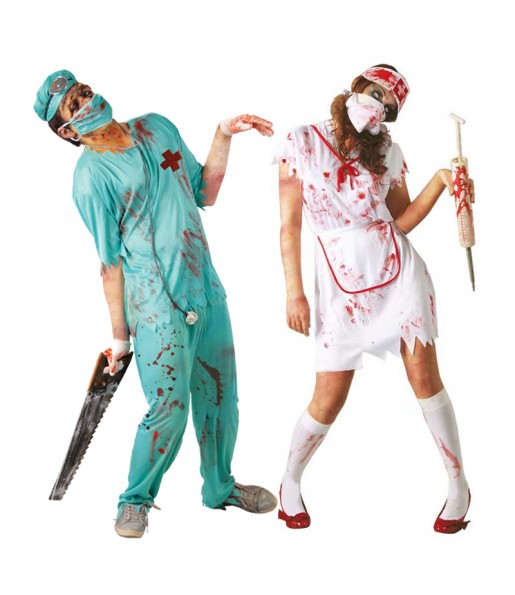 Travestimenti coppia Chirurgo ed infermiera zombi divertenti per travestirti con il tuo partner