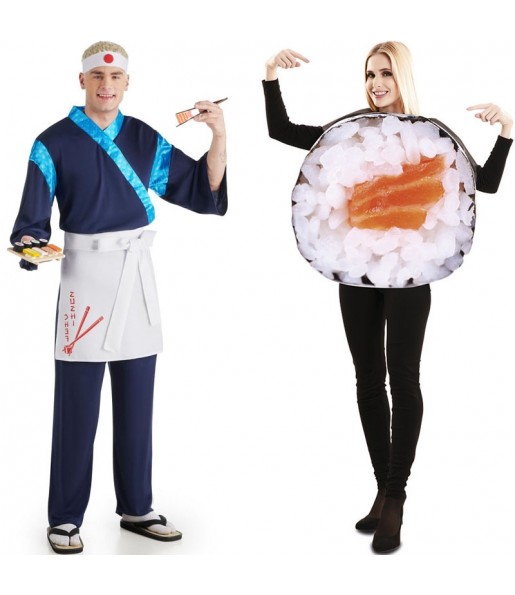 Costumi di coppia Chef giapponese e Maki Sushi