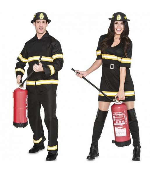 Costumi di coppia Pompieri in uniforme nera