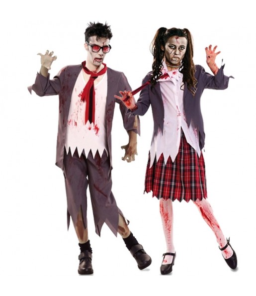Travestimenti coppia Studenti Zombie divertenti per travestirti con il tuo partner