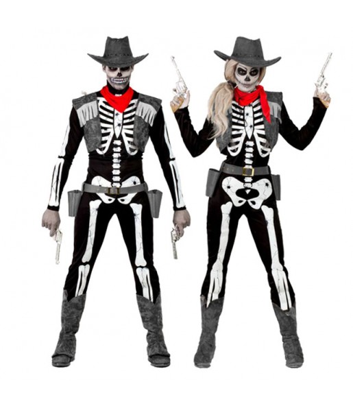 Travestimenti coppia scheletro cowboy divertenti per travestirti con il tuo partner