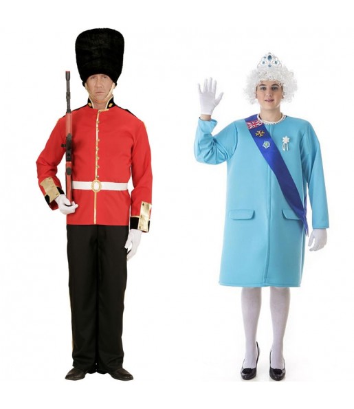 Costumi di coppia Guardia Reale inglese e Regina Elisabetta II
