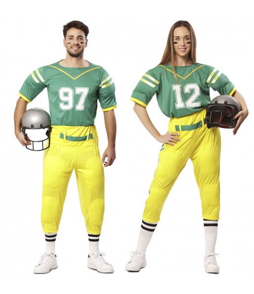 Costumi di coppia Giocatori di football americano in uniforme verde