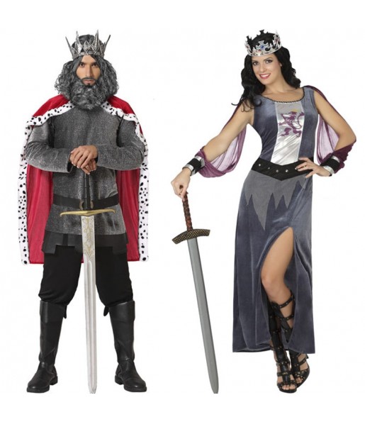 Costumi di coppia Re medievali grigi