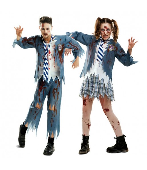 Travestimenti coppia studenti zombi divertenti per travestirti con il tuo partner