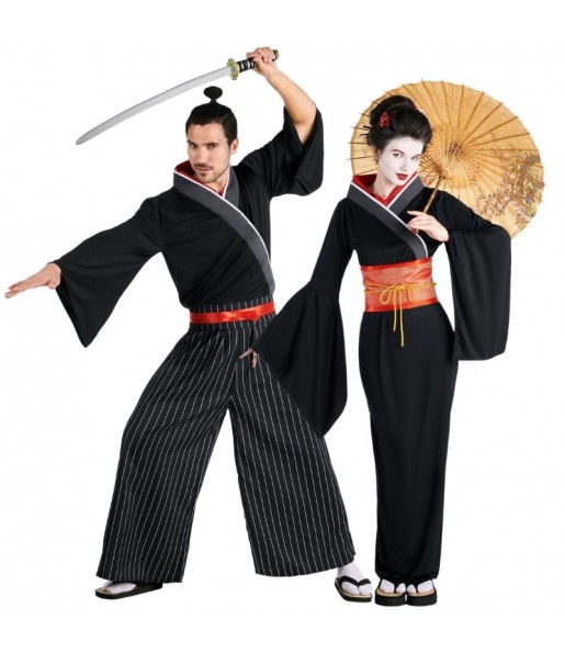Costumi di coppia Samurai e geishe dell'antico Giappone