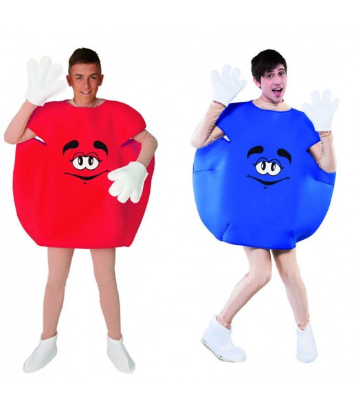Travestimenti coppia Candy blu e rosso divertenti per travestirti con il tuo partner