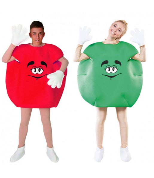 Travestimenti coppia Candy verde e rosso divertenti per travestirti con il tuo partner