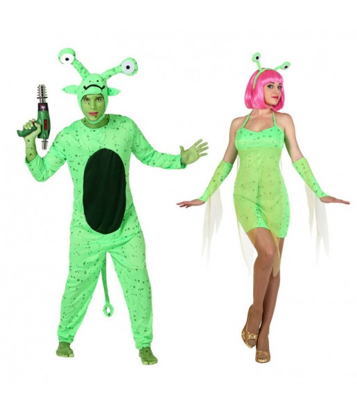 Travestimenti coppia Alieni verdi divertenti per travestirti con il tuo partner