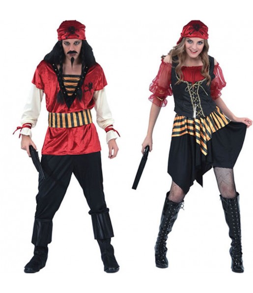 Travestimenti coppia pirati rossi divertenti per travestirti con il tuo partner