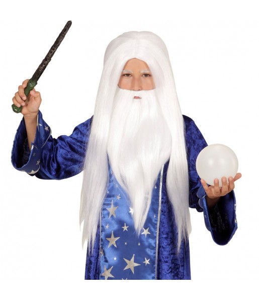Parrucca con barba Wizard per bambini per completare il costume