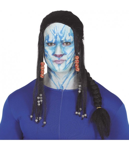 Parrucca da guerriero Avatar per completare il costume