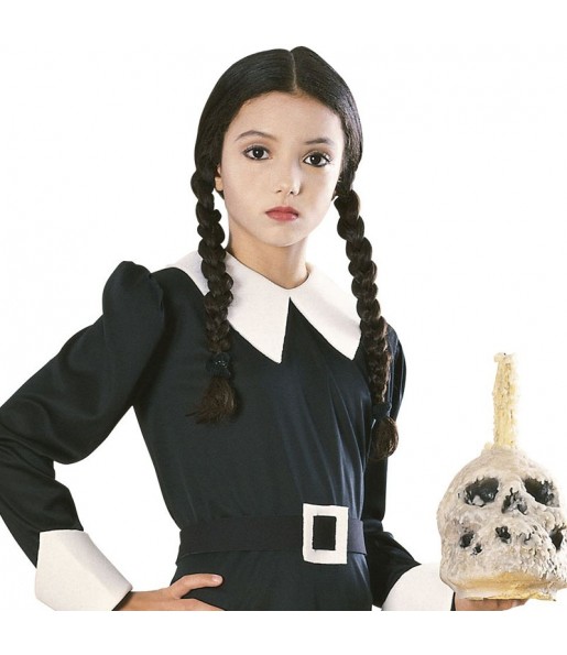 Parrucca Mercoledì della Famiglia Addams per bambina per completare il costume di paura