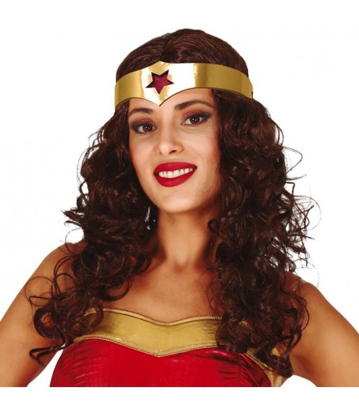 La più divertente Parrucca Wonder Woman con archetto per feste in maschera