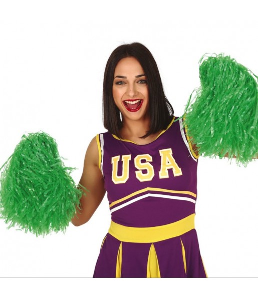 Pom pom verdi per cheerleader per completare il costume