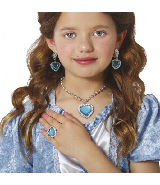 Set di gioielli da principessa blu per bambina per completare il costume