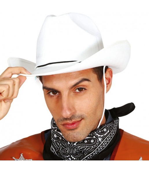 Cappello da cowboy bianco per completare il costume
