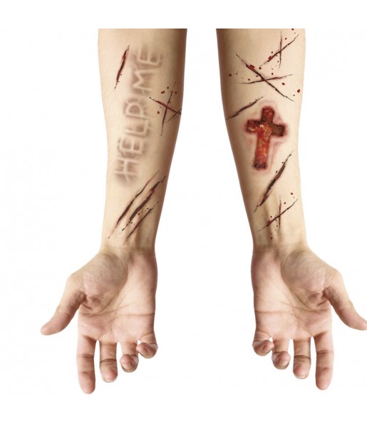 Tatuaggi adesivi ferite possedute per completare il costume di paura