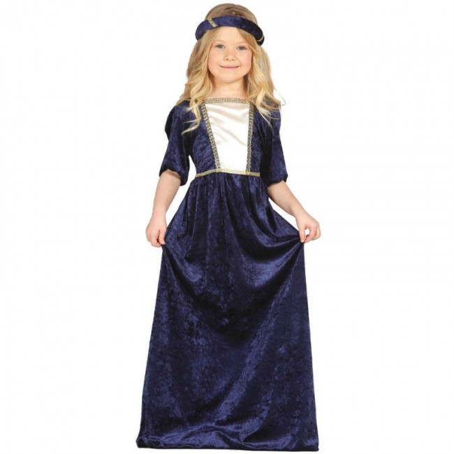Costume Donna medievale blu bambina