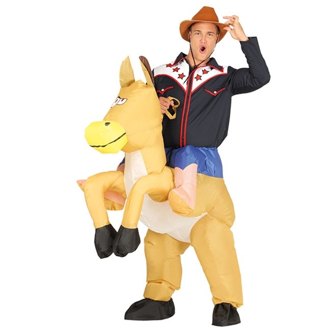 Costume sulle spalle Cowboy a cavallo Gonfiabile adulti