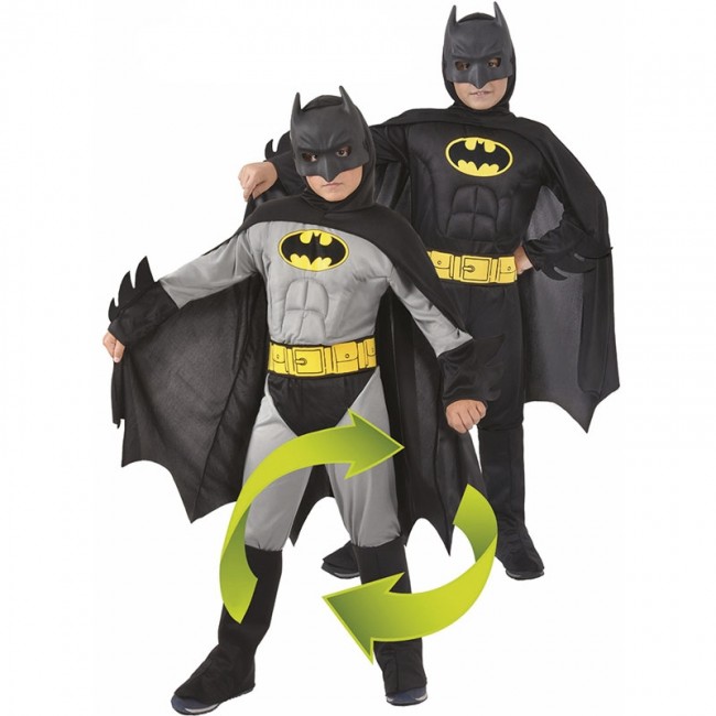 Costume Batman muscoloso reversibile per bambino
