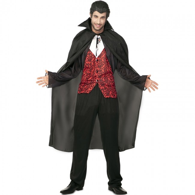 Costume Mantello Nero Vampiro uomo per Halloween e serata di paura