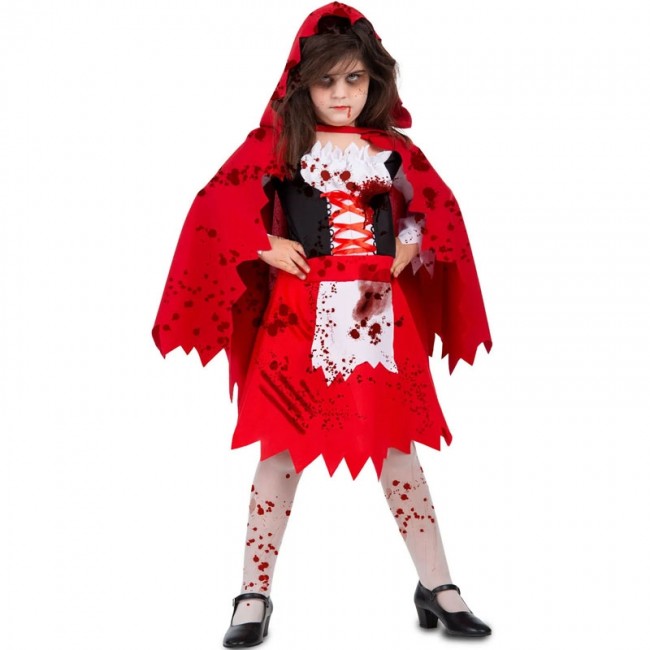 Costume Cappuccetto rosso insanguinato bambina per Halloween e seminare  paura