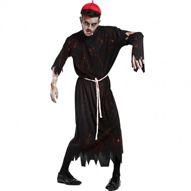 Costume Sacerdote zombie uomo per Halloween e serata di paura